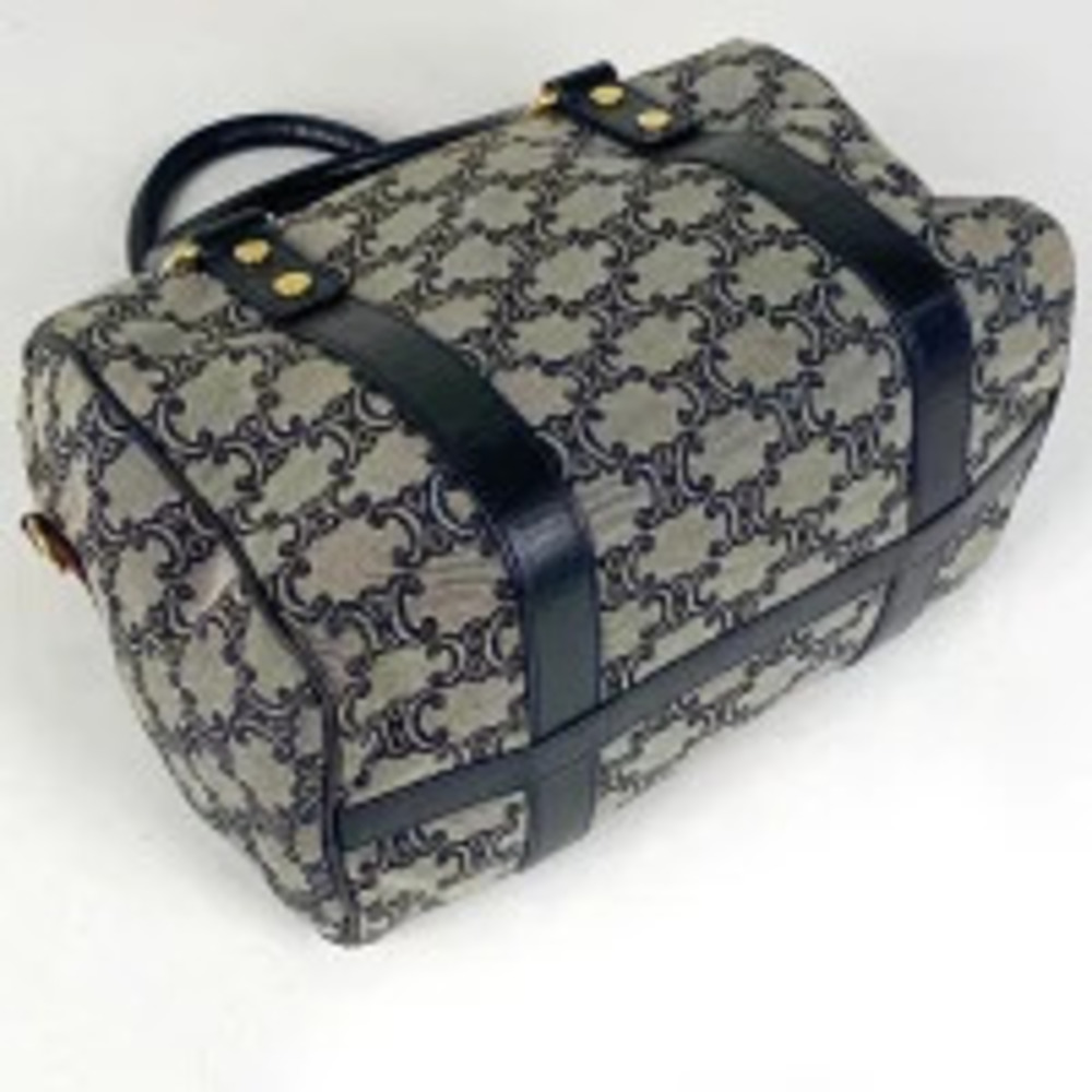 Celine Navy Macadam Blue canvas gray Boston handbag Blue Gray